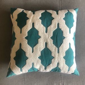 Designer teal and white pillow